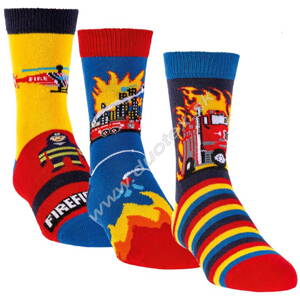 SOCKS4FUN chlapčenské froté ponožky so vzorom, s ABS na chodidle W-3134-hasici