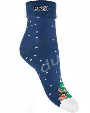 Steven dámske froté vianočné ponožky 030-4 modré