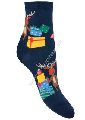 Wola dámske vianočné ponožky Vw84.155-vz.865 tmavomodré
