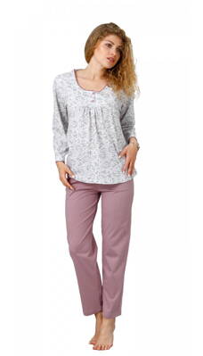 M-Max dámske pyžamo s dlhým rukávom Gina977 sv.sivé