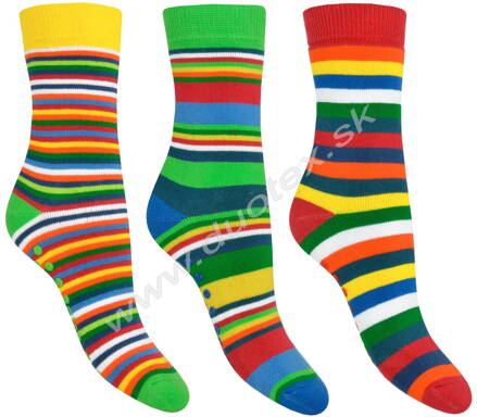 SOCKS4FUN teplé ponožky so vzorom, s ABS na chodidle W-3134-pruhy-1