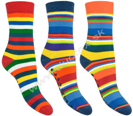 SOCKS4FUN teplé ponožky so vzorom, s ABS na chodidle W-3134-pruhy-3