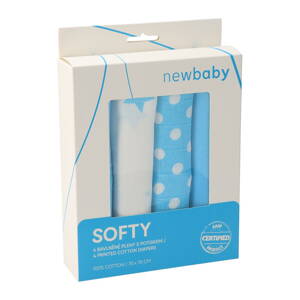 New Baby látkové bavlnené plienky s potlačou 70 x 70 cm 4 ks tyrkysovo-biele