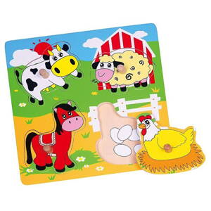 Viga detské drevené puzzle s úchytmi prekvapenie Farma