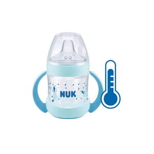 NUK dojčenská fľaša na učenie Nature Sense s kontrolou teploty 150 ml modrá