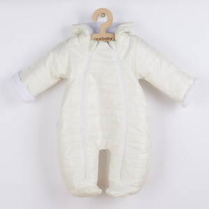 New Baby zimná dojčenská kombinéza s kapucňou s uškami Pumi cream