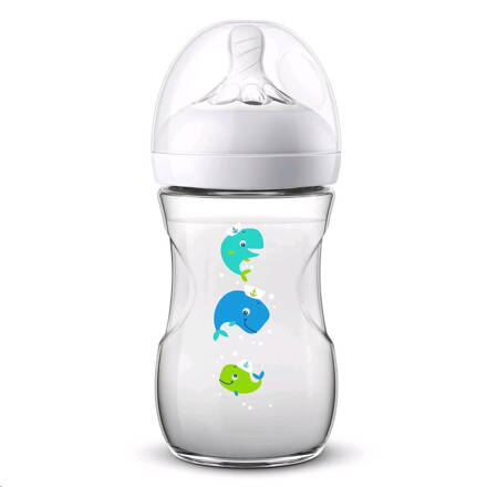 Avent dojčenská fľaša Natural 260 ml biela veľryba