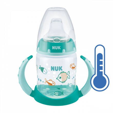 NUK dojčenská fľaša na učenie s kontrolou teploty 150 ml zelená