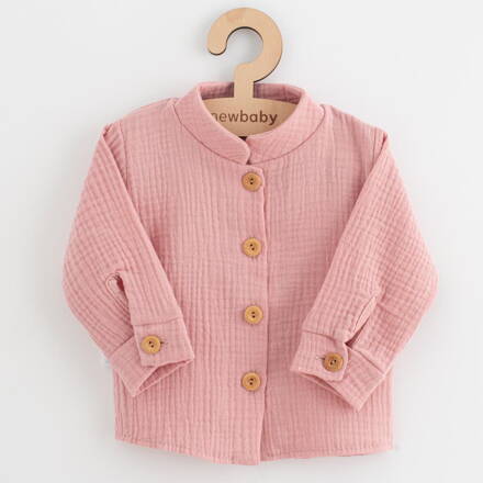 New Baby dojčenská mušelínová košeľa Soft dress ružová