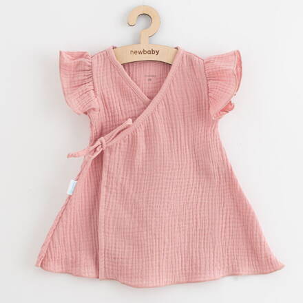 New Baby letné dojčenské mušelínové šaty Soft dress ružová
