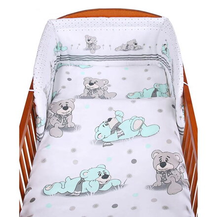 New Baby 3-dielne posteľné obliečky 100/135 cm sivý medvedík