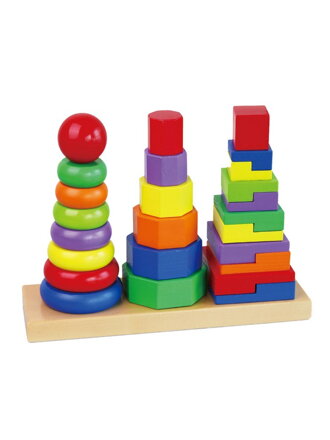 Viga drevené farebné pyramídy pre deti 