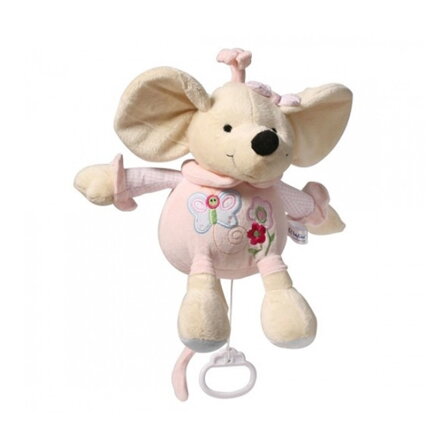 Baby Ono plyšová hračka s hracím strojčekom Myška ružová 31cm