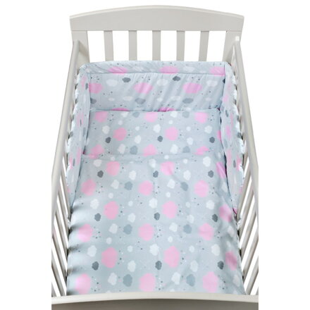 New Baby 3-dielne posteľné obliečky 90/120 cm obláčiky ružové