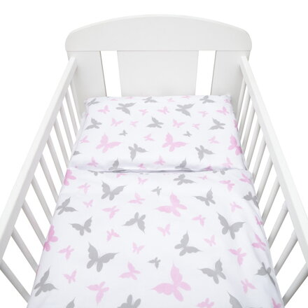 New Baby 2-dielne posteľné obliečky 90/120 cm biele motýle