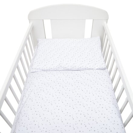 New Baby 2-dielne posteľné obliečky 90/120 cm biele sivé hviezdičky