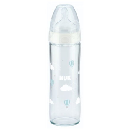 NUK sklenená dojčenská fľaša New Classic 240 ml white