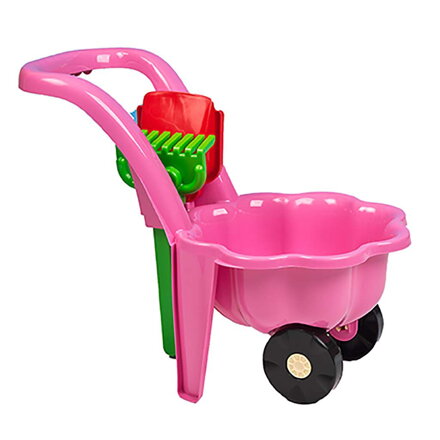 BAYO detský záhradný fúrik s lopatkou a hrabličkami Sedmokráska ružový