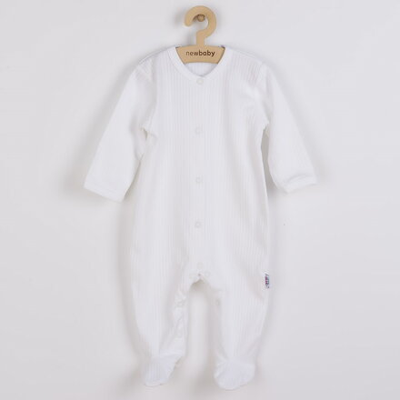 New Baby dojčenský bavlnený overal Practical biely chlapec
