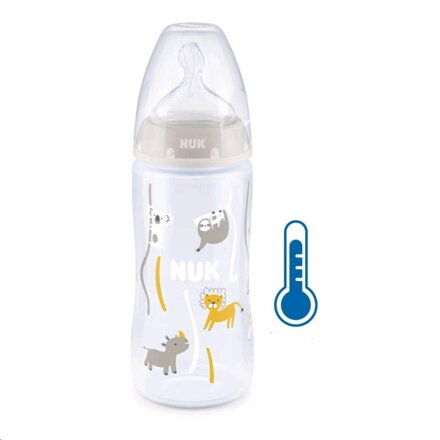 NUK dojčenská fľaša FC + Temperature Control 300 ml BOX-Flow Control cumlík beige