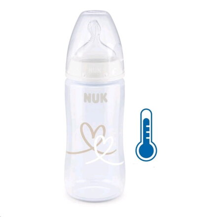 NUK dojčenská fľaša FC + Temperature Control 300 ml BOX-Flow Control cumlík white