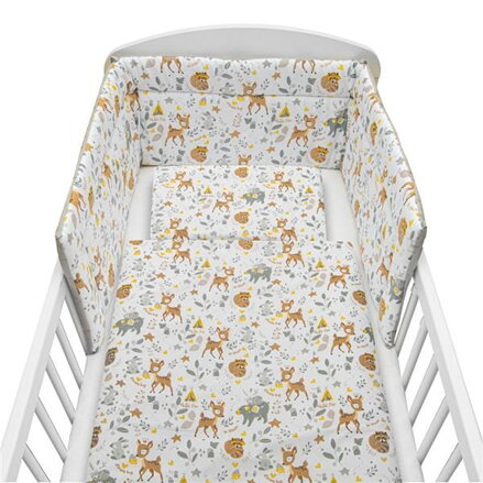 New Baby 3-dielne posteľné obliečky 100/135 cm Srnček sivé