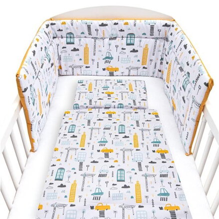 New Baby 3-dielne posteľné obliečky 90/120 cm Mesto horčicové