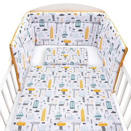 New Baby 3-dielne posteľné obliečky 100/135 cm Mesto horčicové