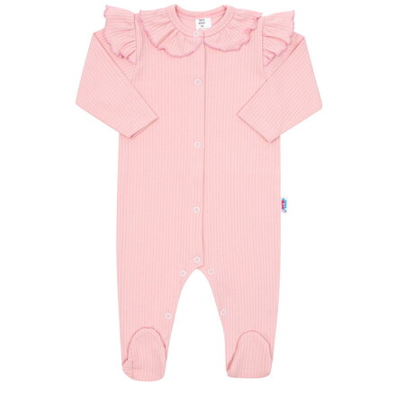 New Baby dojčenský bavlnený overal Stripes ružový