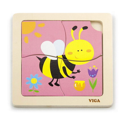 Viga drevené puzzle pre najmenších 4 ks Včielka