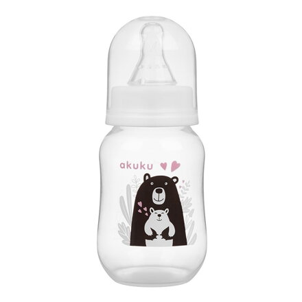 Akuku fľaša s obrázkom 125 ml medveď biela