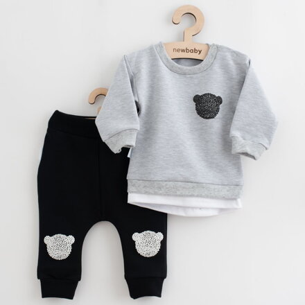 New Baby dojčenská súprava tričko a tepláky Brave Bear ABS sivá
