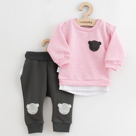 New Baby dojčenská súprava tričko a tepláky Brave Bear ABS ružová