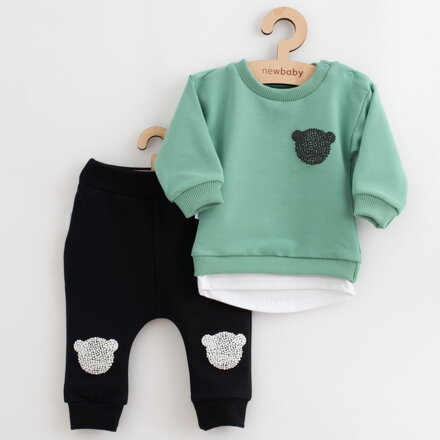New Baby dojčenská súprava tričko a tepláky Brave Bear ABS zelená