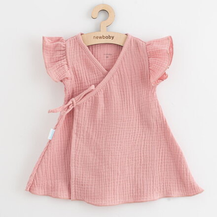 New Baby letné dojčenské mušelínové šaty Soft dress ružové