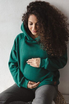 Milk & love tehotenská a dojčiaca mikina Motherhood oversize zelená