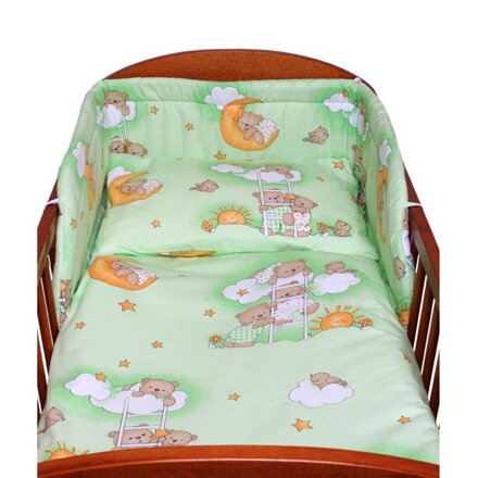 New Baby 2-dielne posteľné obliečky 100/135 cm zelené s medvedíkom