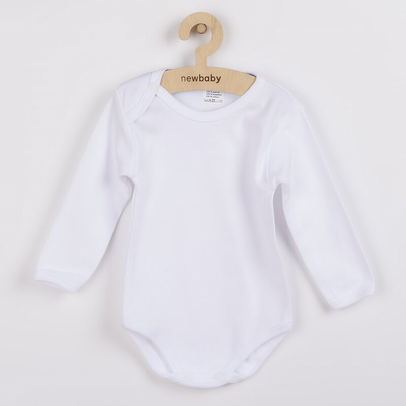 New Baby luxusné bavlnené body dlhý rukáv - biele